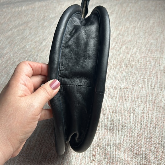 Like New Anthropologie Julien Mini Black Sheep Leather Round Purse Hand Bag - Picture 12 of 16